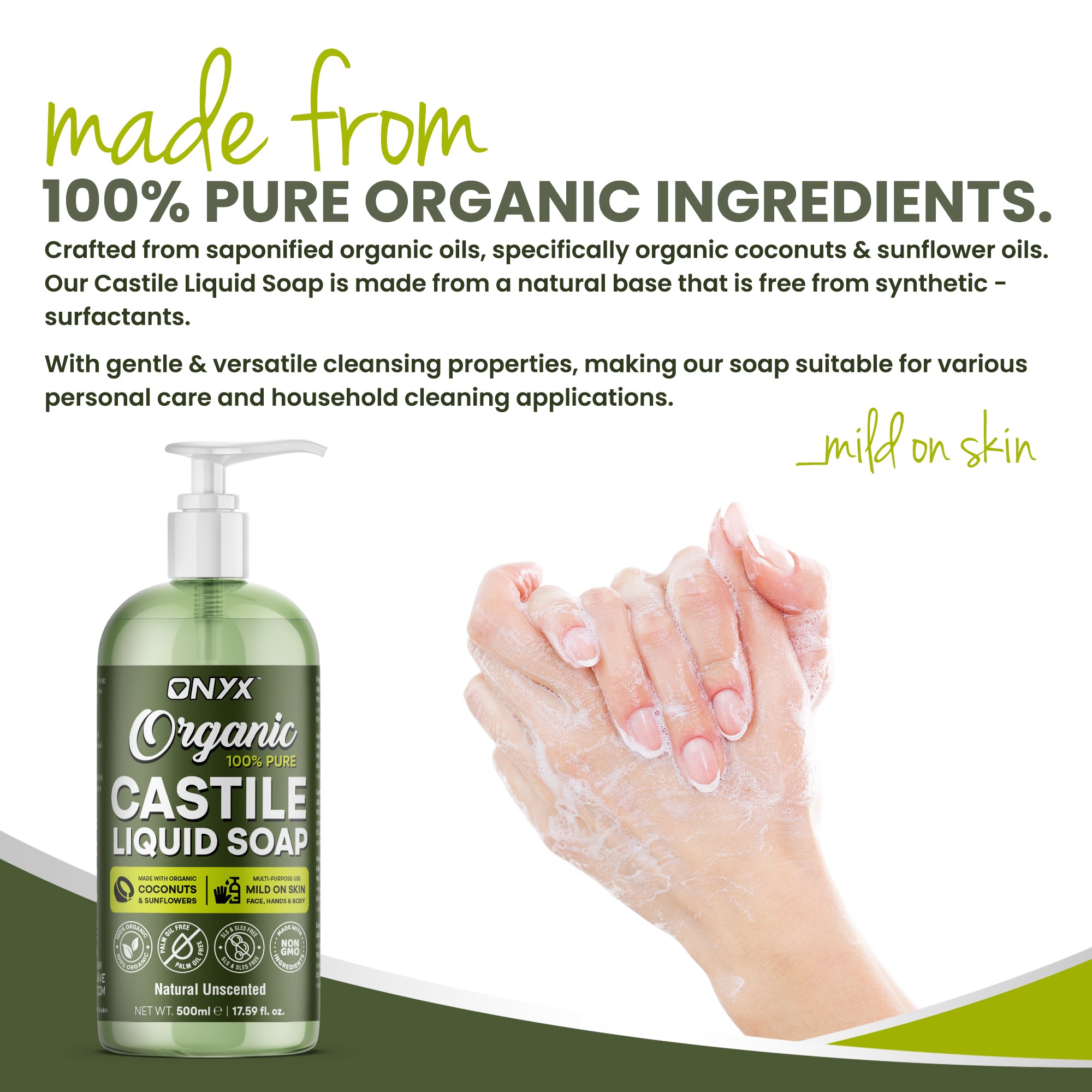 Savon de Castille Bio 500ml - 100% Pur Naturel Non Parfumé