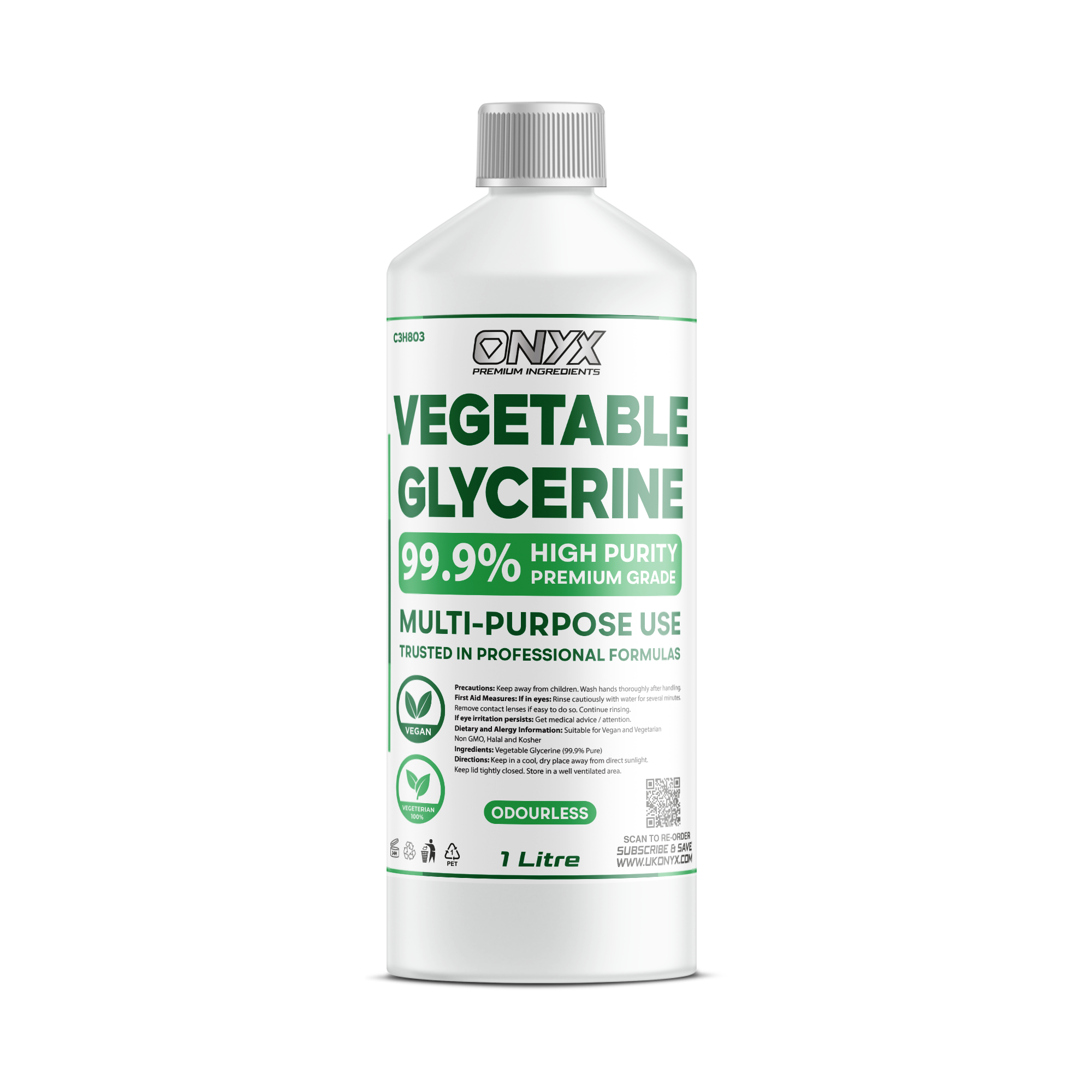 Vegetable Glycerine - PURE VG EP/USP Food/Cosmetic Grade Halal & Kosher, Colourless & Odourless