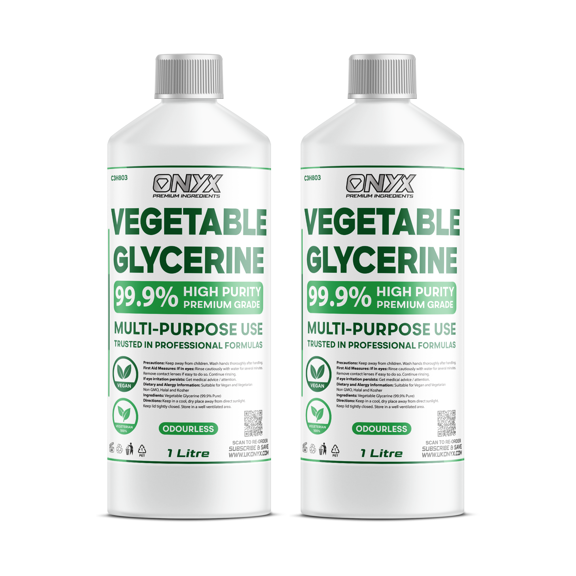 Vegetable Glycerine - PURE VG EP/USP Food/Cosmetic Grade Halal & Kosher, Colourless & Odourless