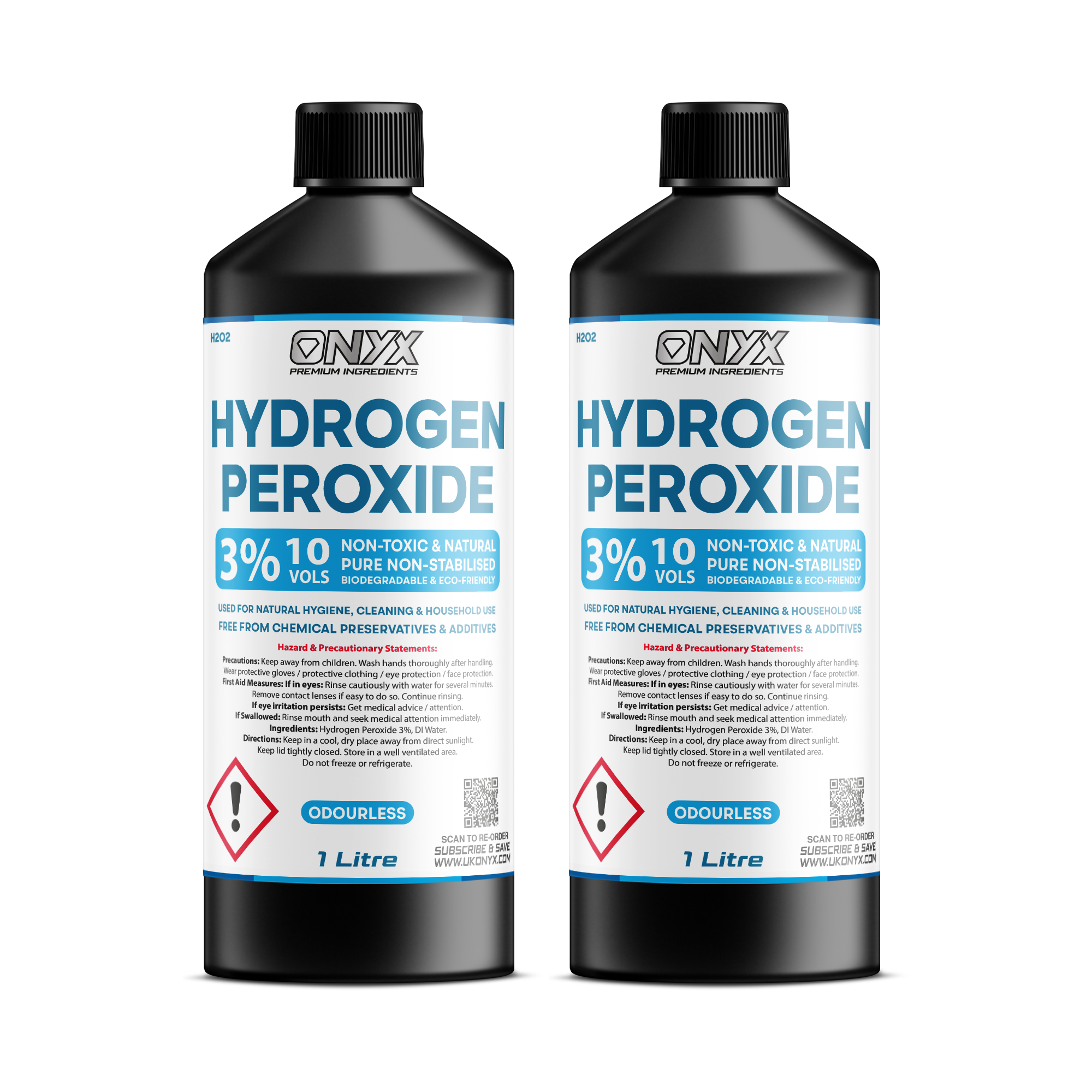 Hydrogen Peroxide Pure Food Grade 3%, 10 Vols. Non-Toxic Natural Disinfectant Cleaner