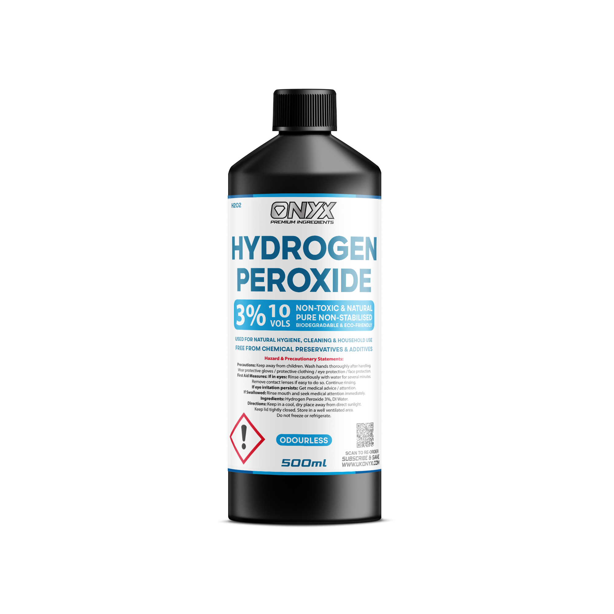 Hydrogen Peroxide Pure Food Grade 3%, 10 Vols. Non-Toxic Natural Disinfectant Cleaner
