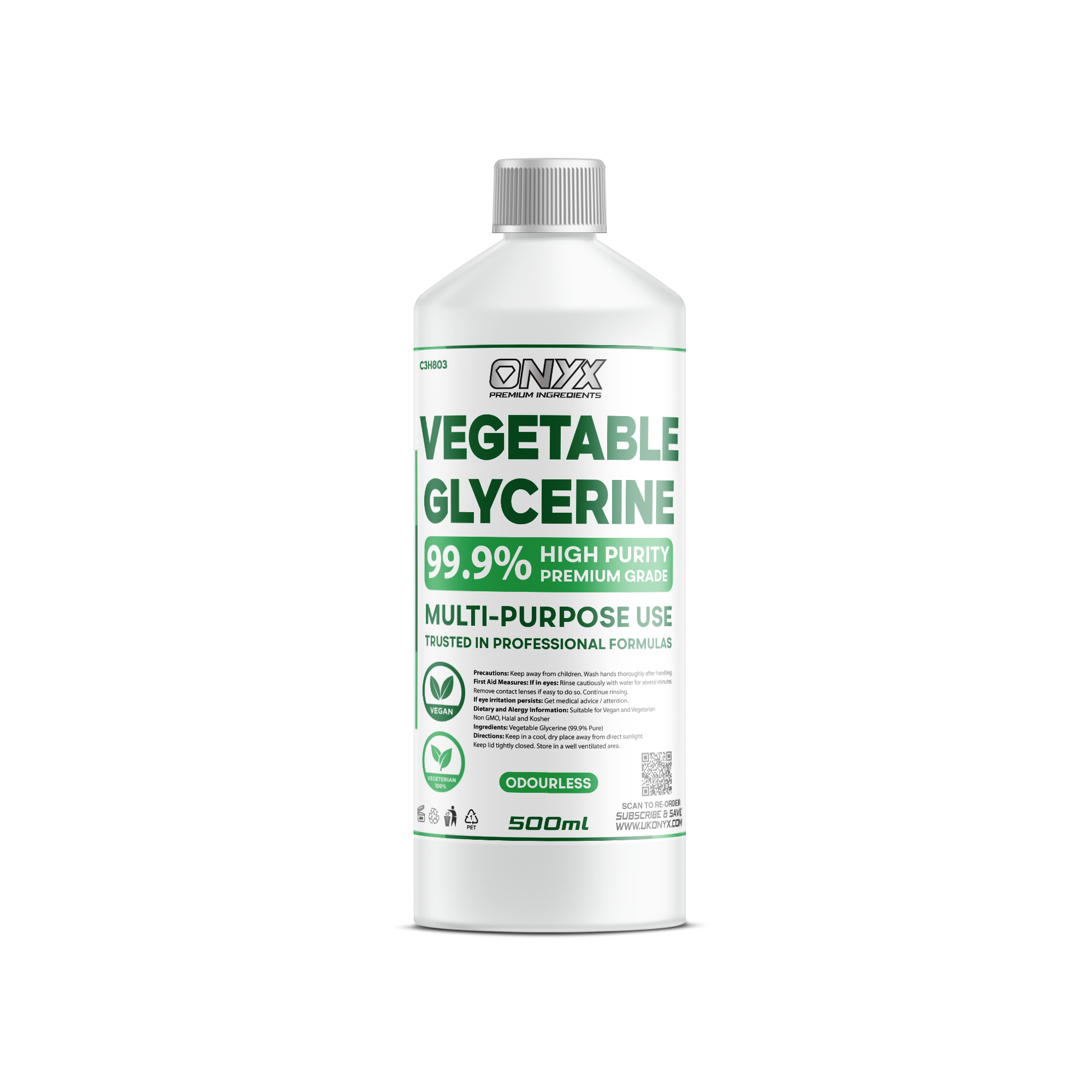 Vegetable Glycerine - PURE VG EP/USP Food/Cosmetic Grade Halal & Kosher, Colourless & Odourless