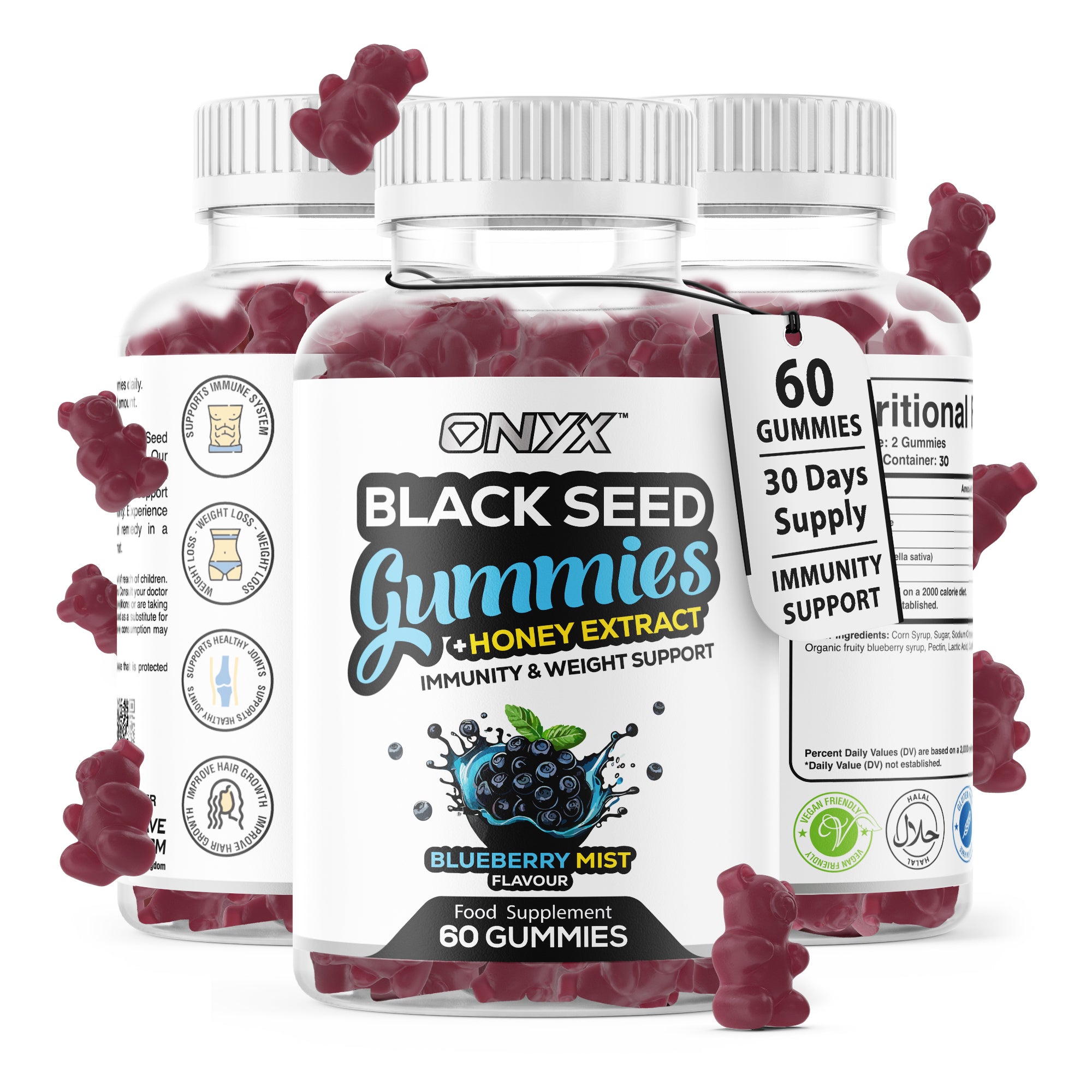 Black Seed Oil Gummies 2000mg with Honey Extract - Halal