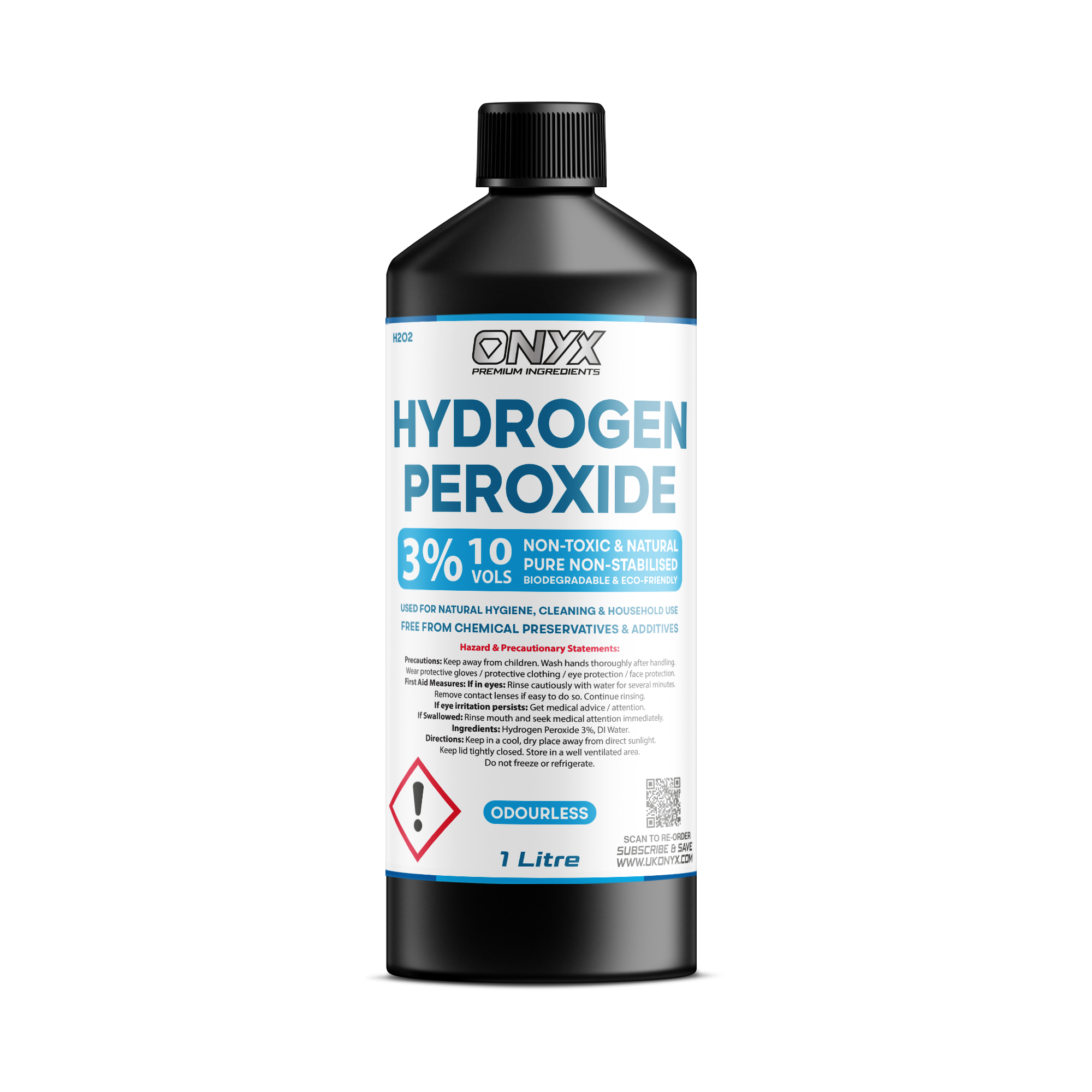 Hydrogen Peroxide Pure Food Grade 3%, 10 Vols. Non-Toxic Natural Disinfectant Cleaner