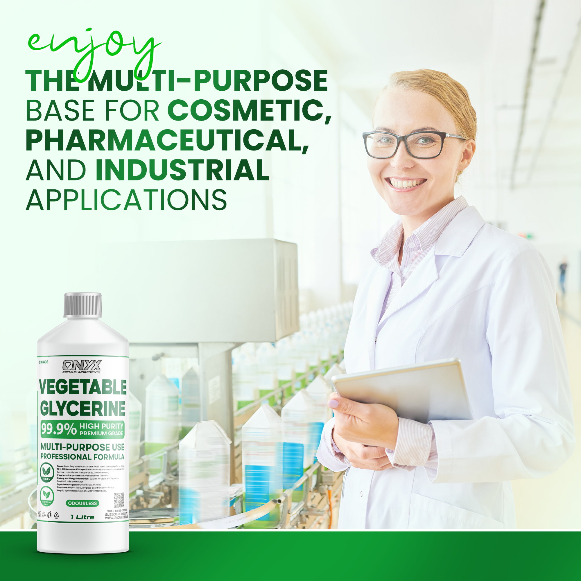 Vegetable Glycerine - PURE VG EP/USP Food/Cosmetic Grade Halal & Kosher, Colourless & Odourless