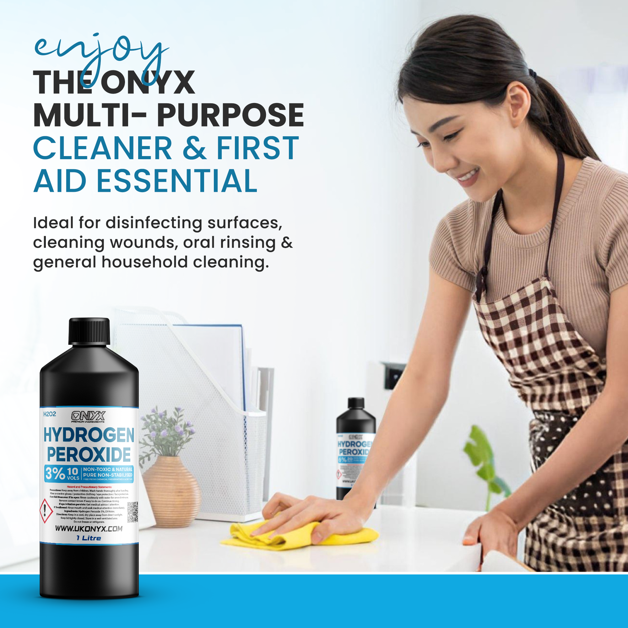 Hydrogen Peroxide Pure Food Grade 3%, 10 Vols. Non-Toxic Natural Disinfectant Cleaner