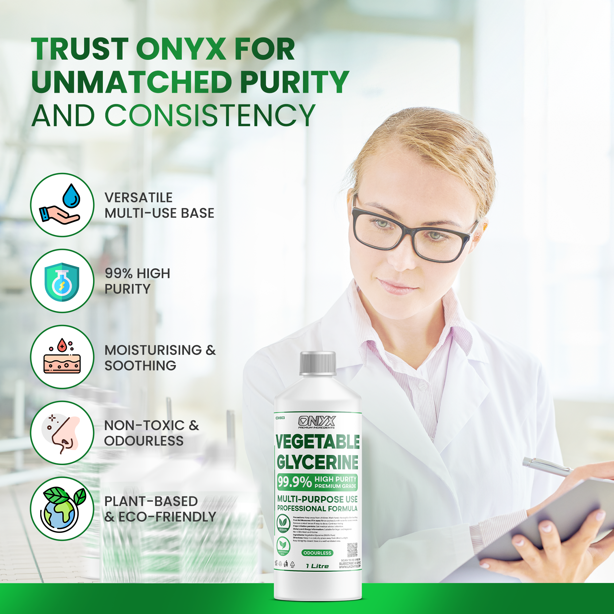 Vegetable Glycerine - PURE VG EP/USP Food/Cosmetic Grade Halal & Kosher, Colourless & Odourless