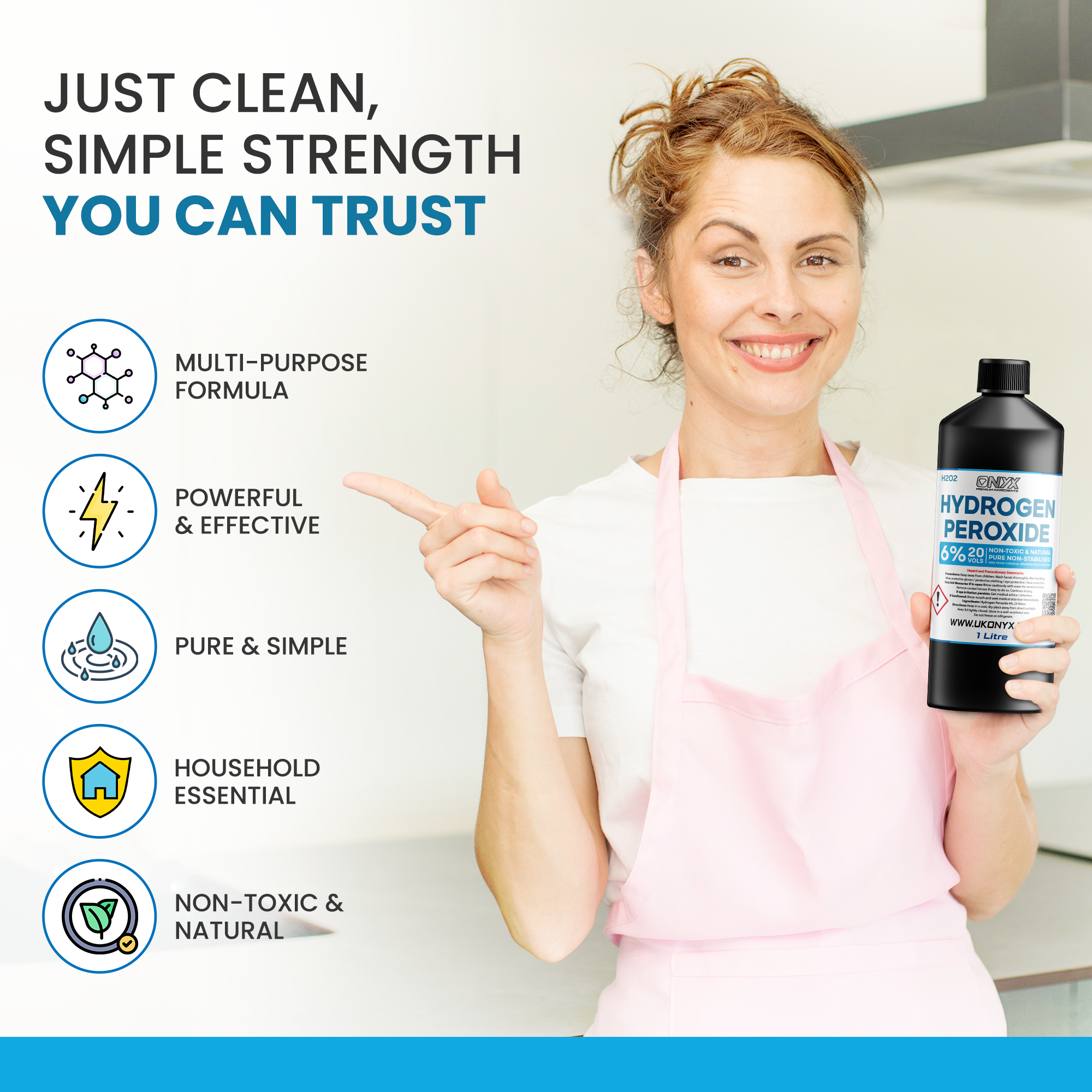 Peroxyde d'hydrogène pur de qualité alimentaire 6 %, 20 vol. Désinfectant naturel non toxique