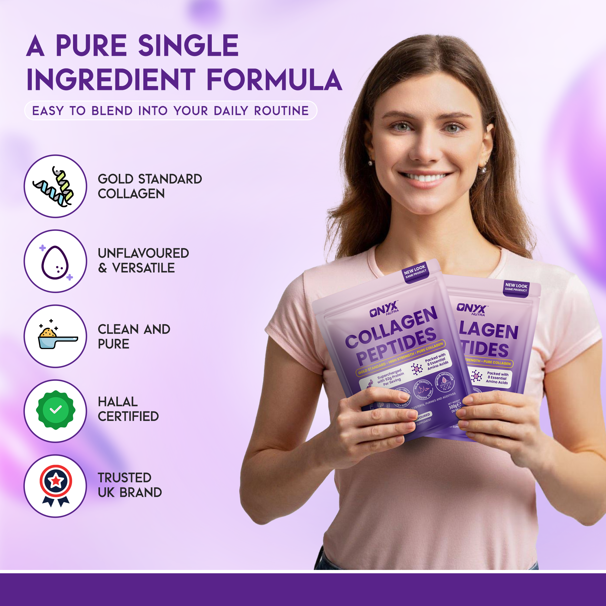 Premium Collagen Powder 300g - Hydrolysed peptides & Grass Fed - Halal - Collagen Supplement For Women & Men