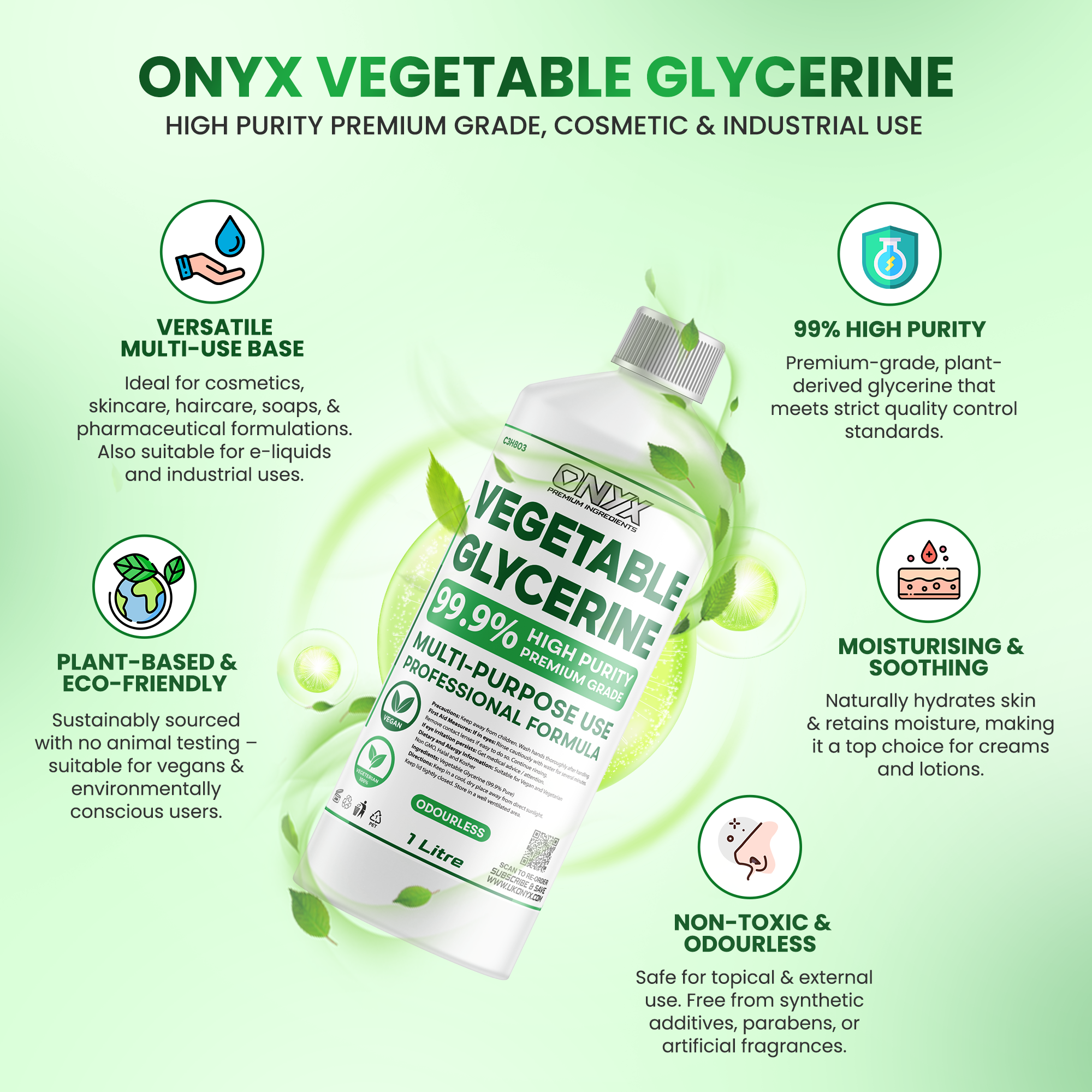 Vegetable Glycerine - PURE VG EP/USP Food/Cosmetic Grade Halal & Kosher, Colourless & Odourless