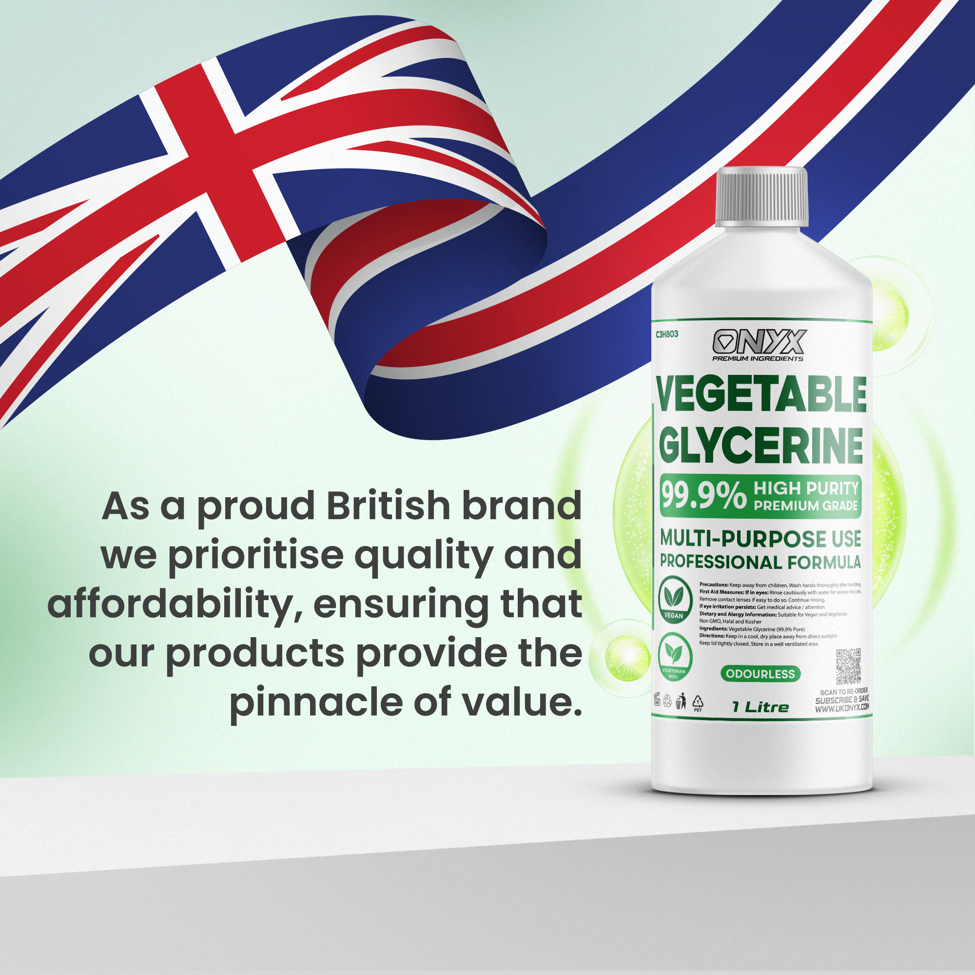 Vegetable Glycerine - PURE VG EP/USP Food/Cosmetic Grade Halal & Kosher, Colourless & Odourless