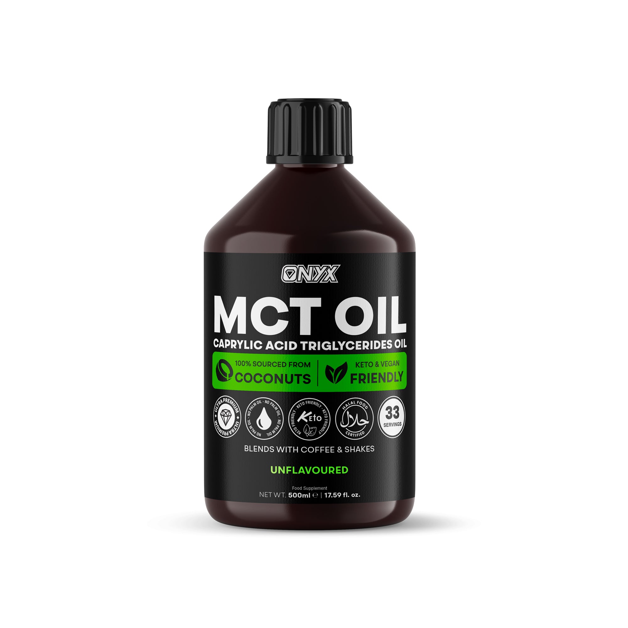 MCT Pure Coconut Oil 500ml medium-chain triglycerides keto friendly halal unflavoured