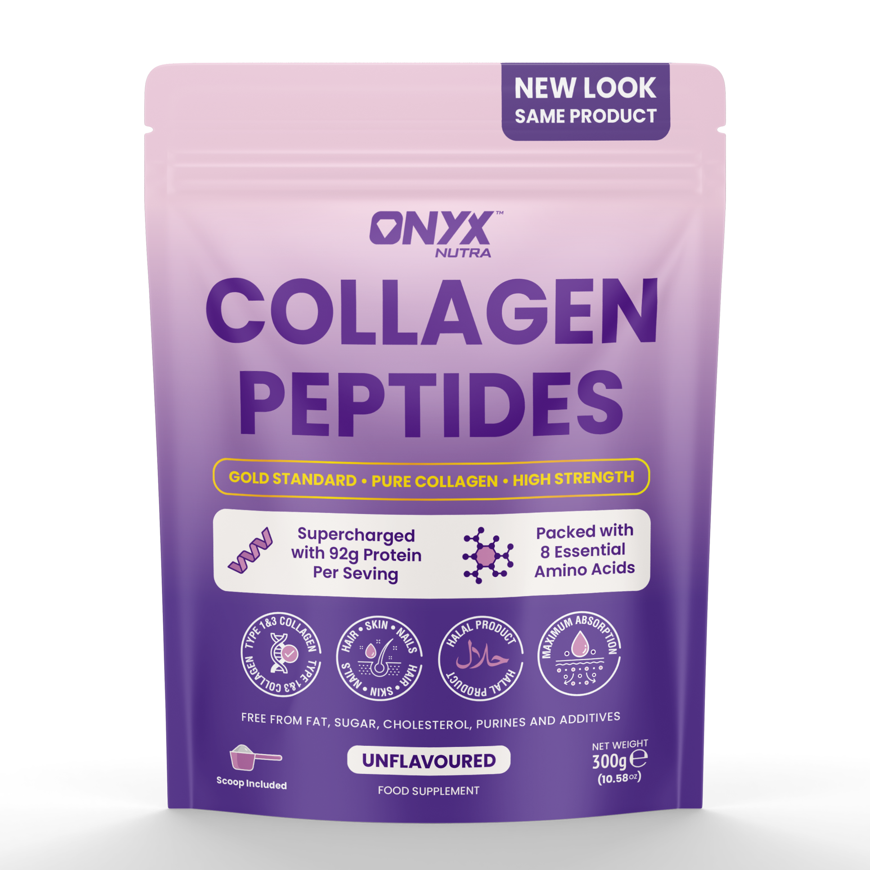 Poudre de collagène premium 10 000 mg - Peptides hydrolysés et nourris à l'herbe - Halal - Supplément de collagène pour femmes et hommes 