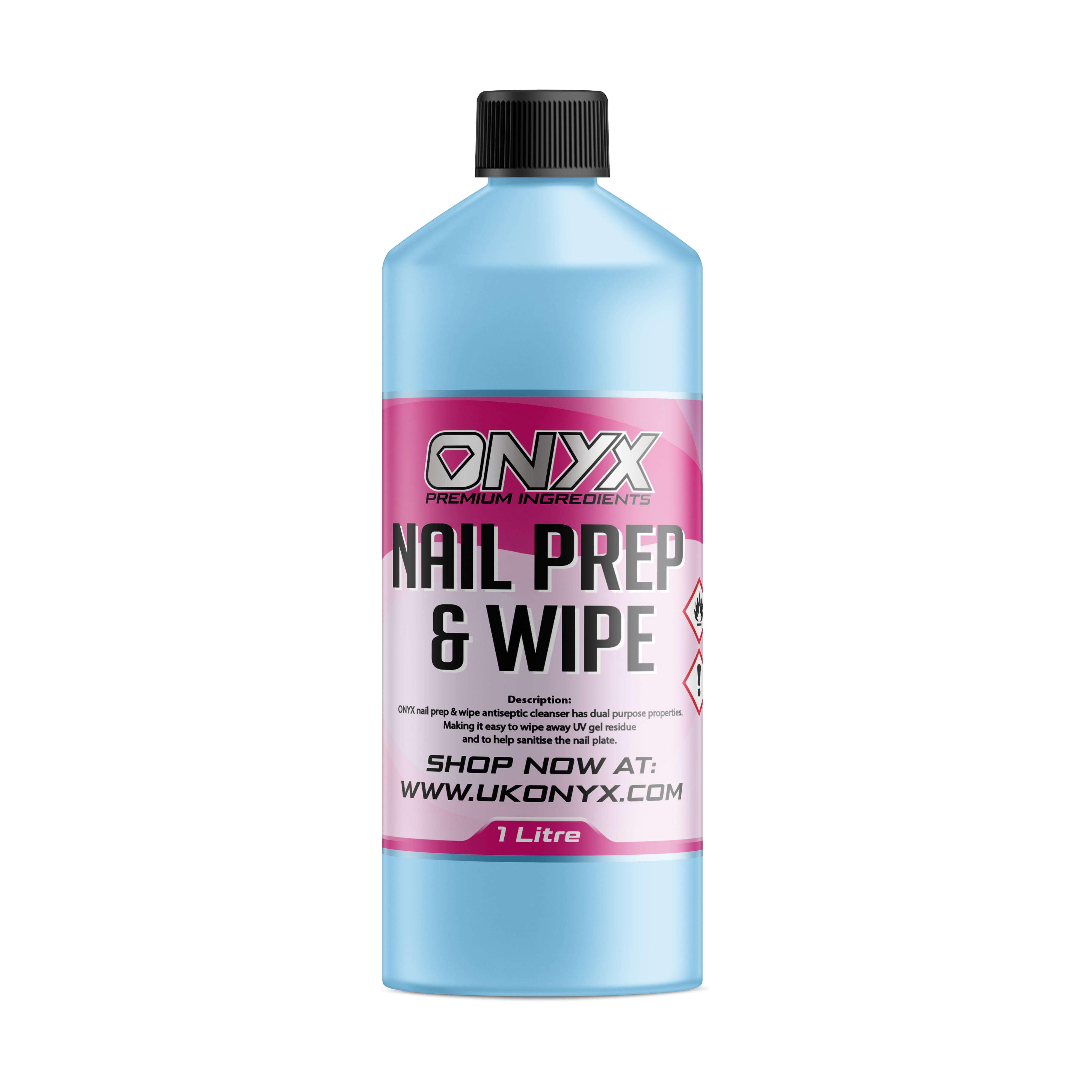 ONYX Nail Prep & Wipe 1 Litre antiseptic nail cleansing solution for professional and personal use