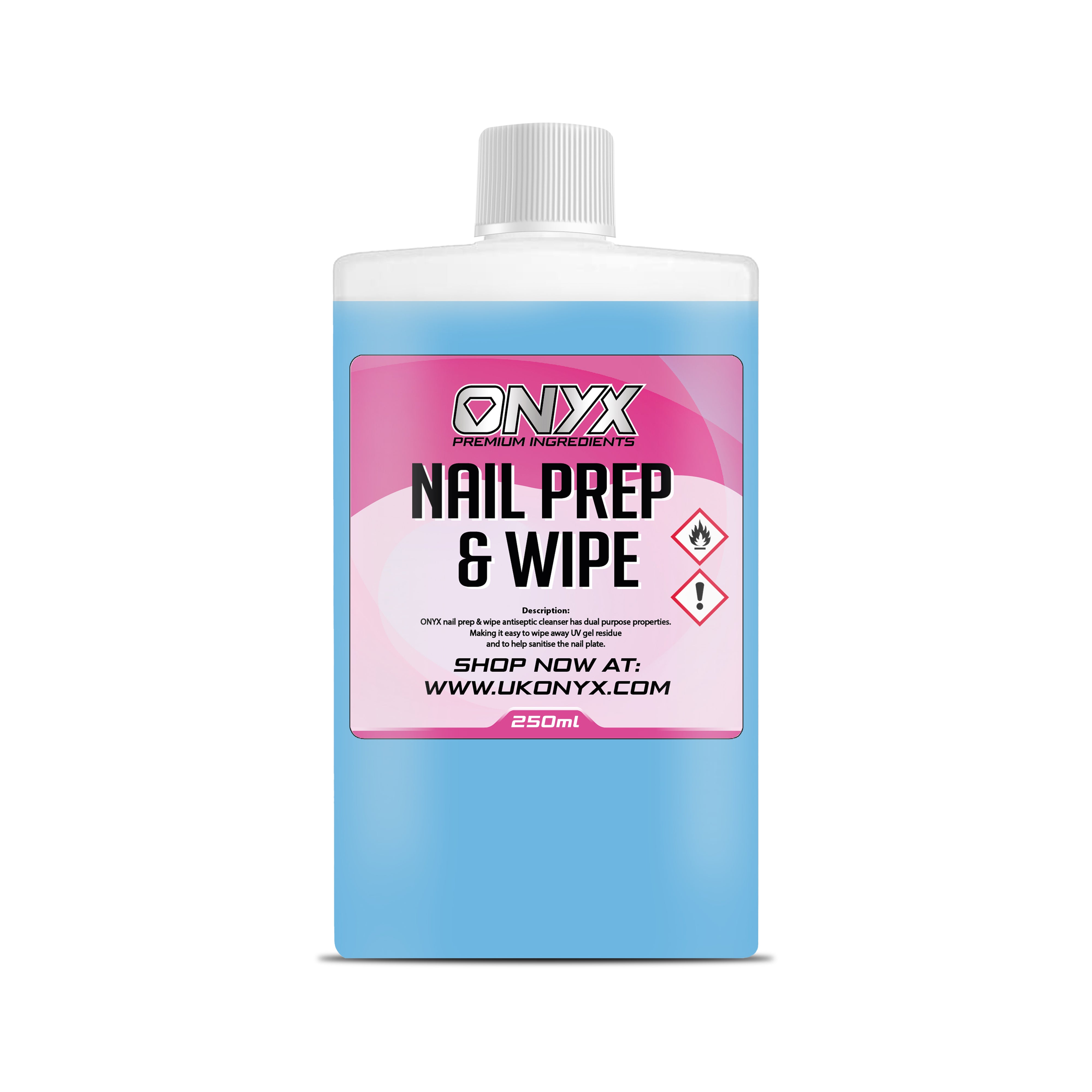 ONYX Nail Prep & Wipe 250ml Nail Cleansing Solution Bottle