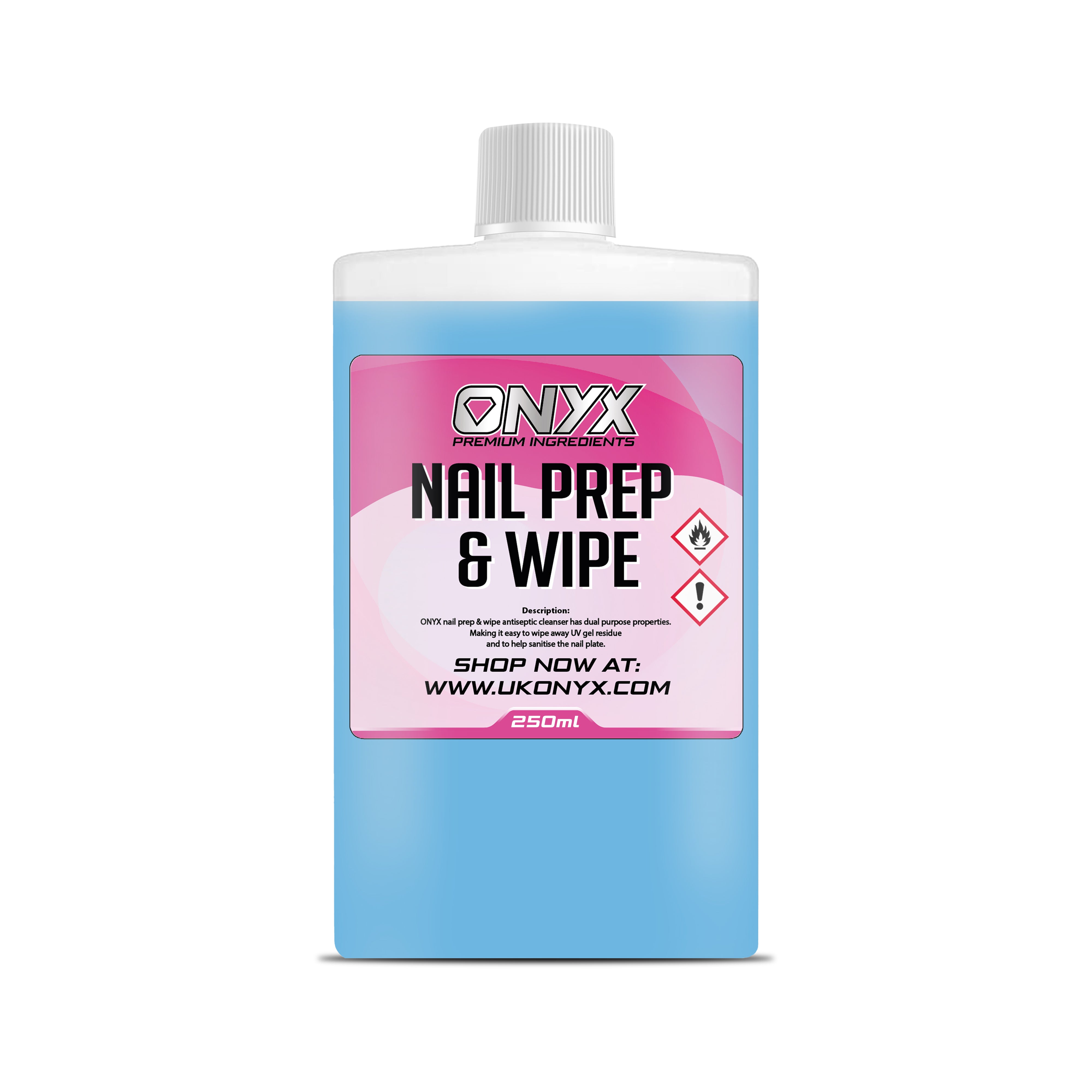ONYX Nail Prep & Wipe 250ml Nail Cleansing Solution Bottle