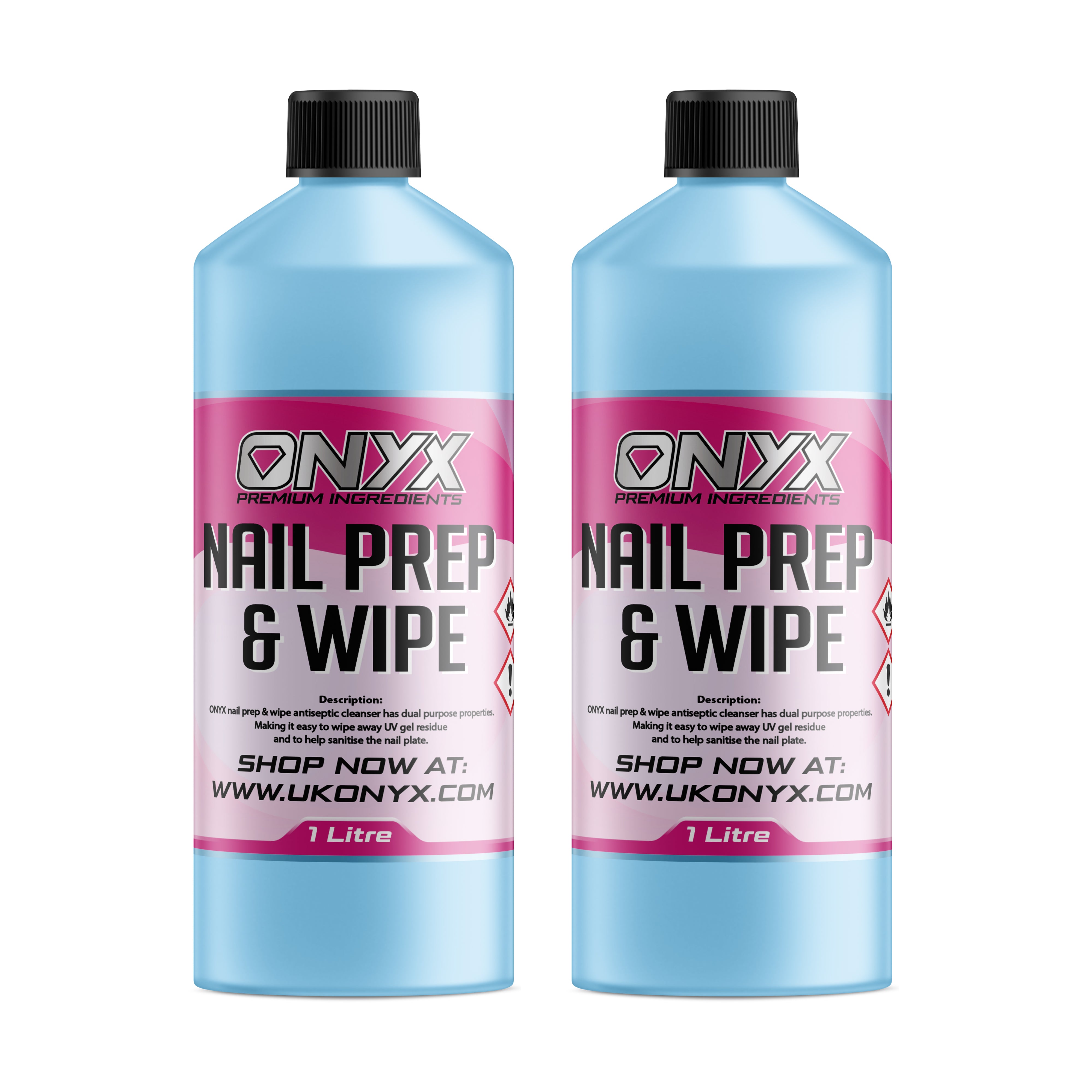 ONYX Nail Prep & Wipe Cleansing Solution 1 Litre Bottles for Professional Nail Preparation
