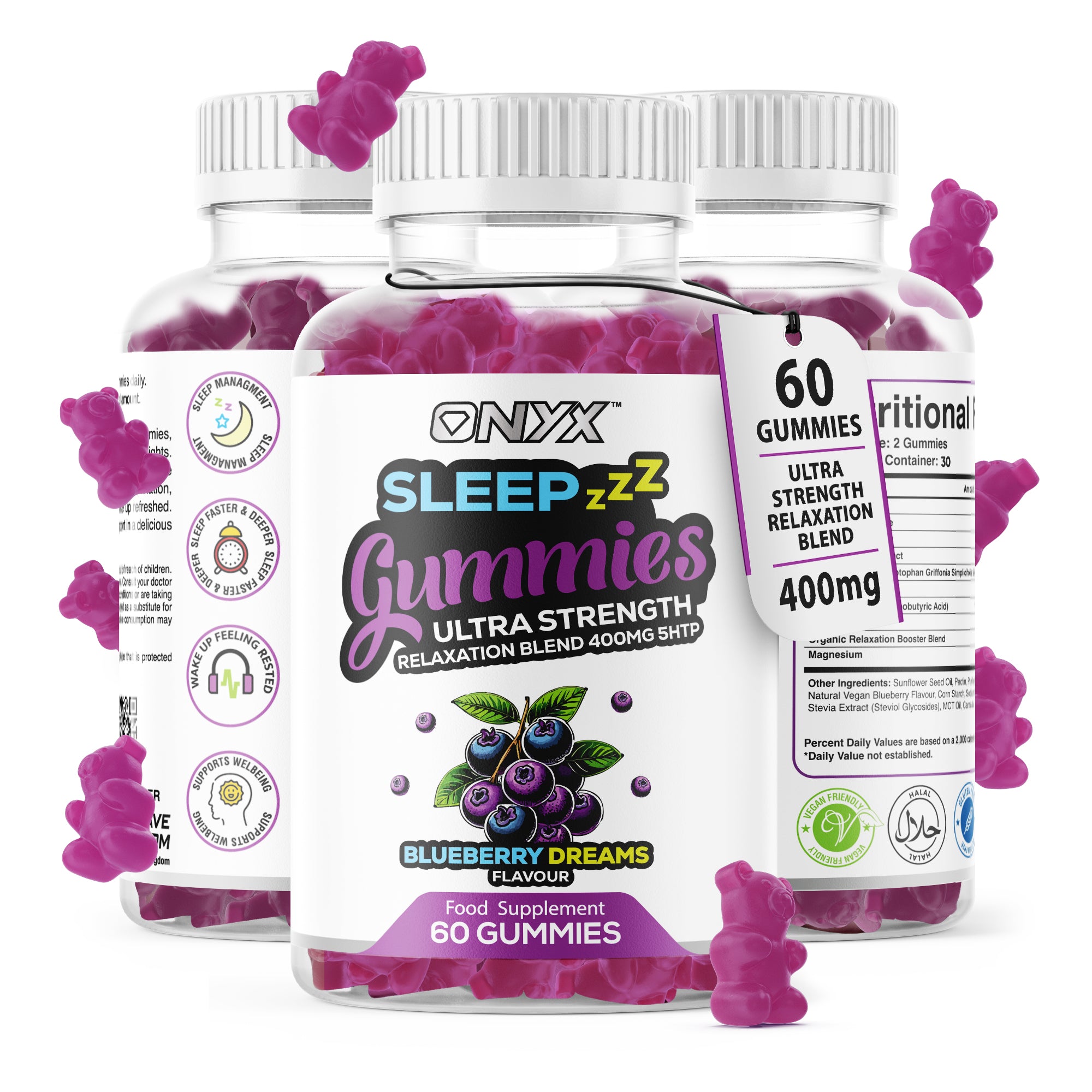 Gummies de nuit – avec mélange de relaxation biologique, supplément de soutien au sommeil nocturne