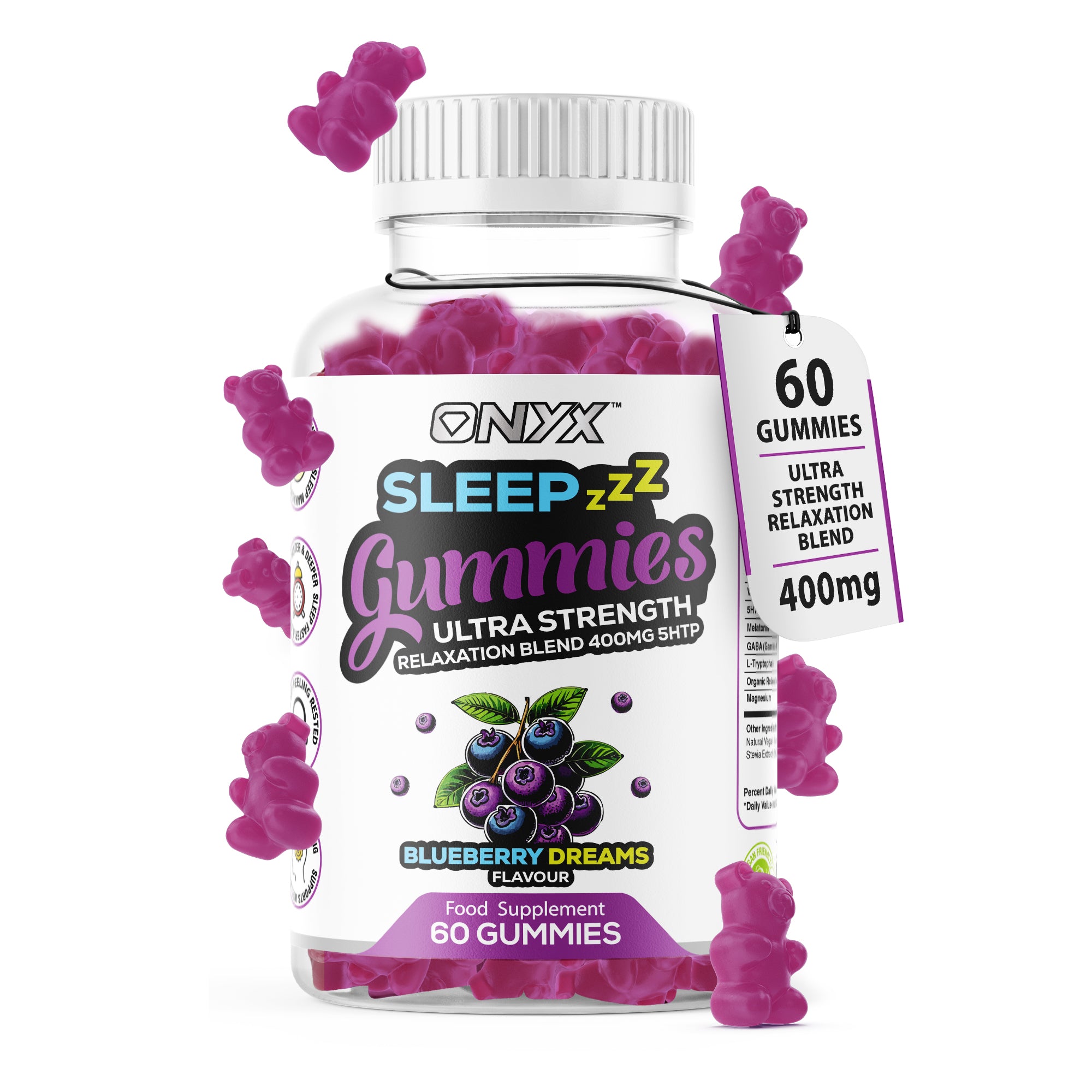 Night-Time Gummies with Magnesium, Night Time Support Supplement - Vegan & Halal