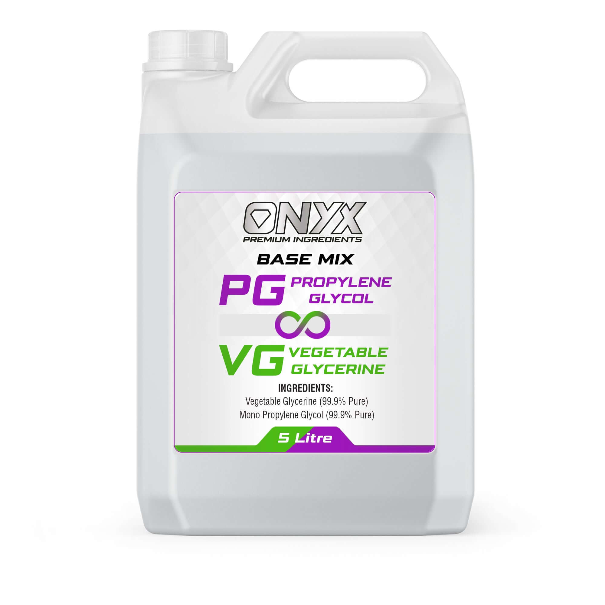 5 Litre VG PG Base Mix Pre-Mixed Liquid Base - Vegetable Glycerine and Propylene Glycol by ONYX.