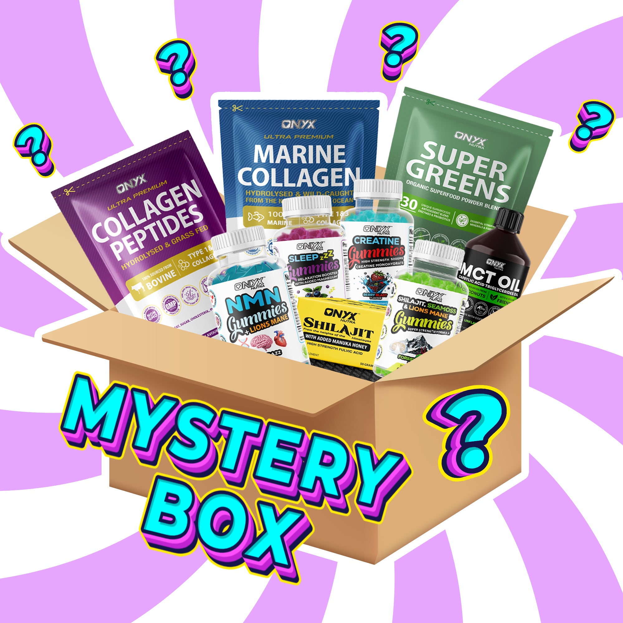 Mystery Supplements Box ONYX Nutra | Selection of Collagen, Gummies, Supplements